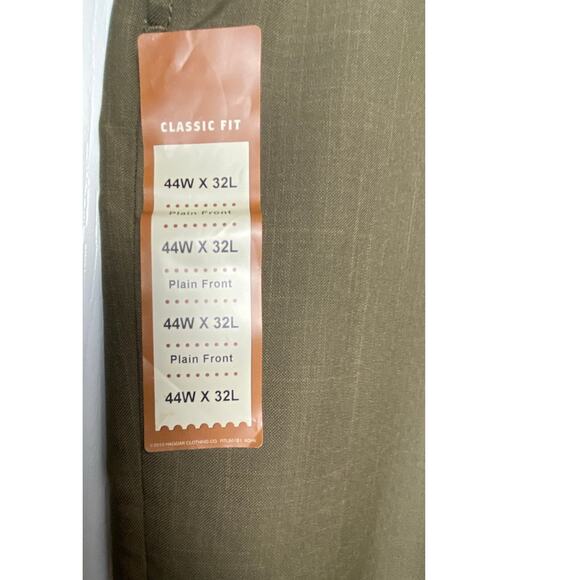 Haggar Men's Khaki Repreve Stria Flat Front No Cuff Dress Pants Size 44X32 - Picture 8 of 8
